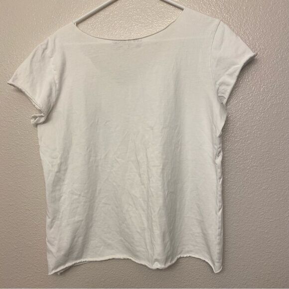 Life Is Good crusher light floral daisy retro y2k white raw hem white t shirt L - Picture 6 of 8